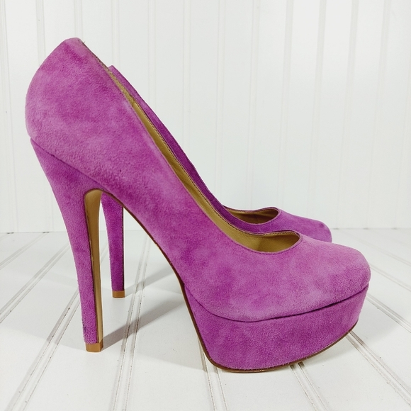 ALDO  Suede Leather Pink Platform Heel Pumps H110 - Picture 5 of 13